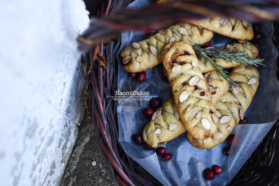 cranberry apple butter danishes with croissant dough