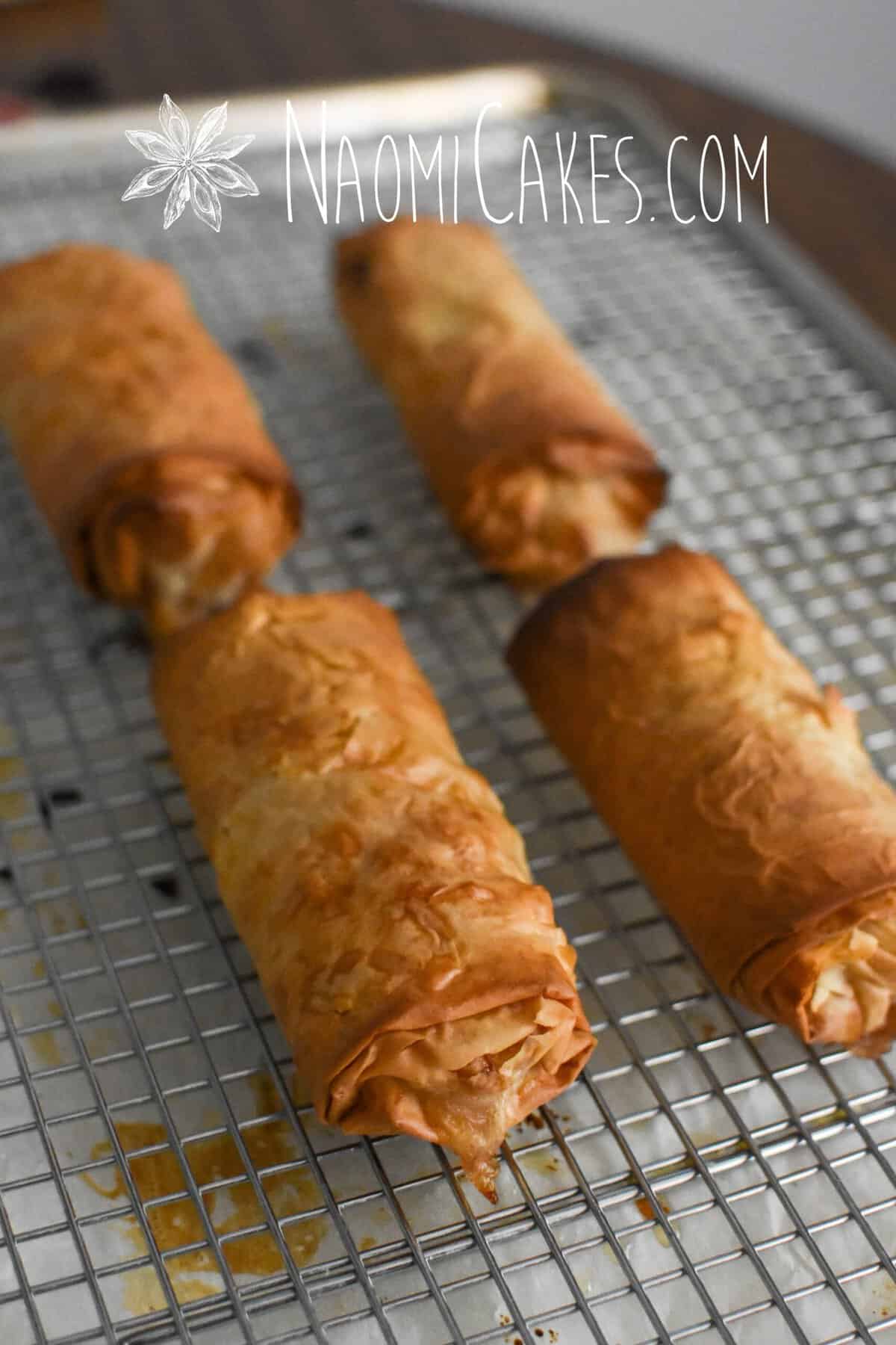 fresh baked apple strudel with filo pastry