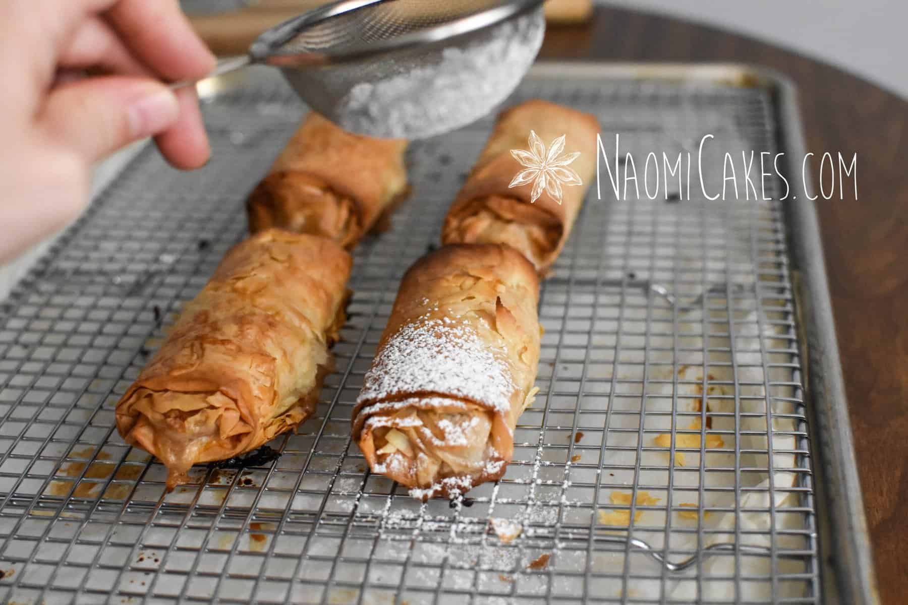 apple strudel with filo pastry