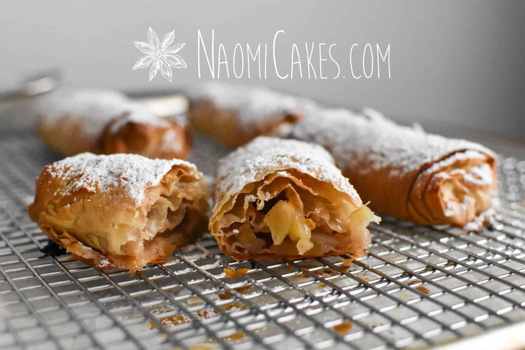 apple strudel with filo pastry