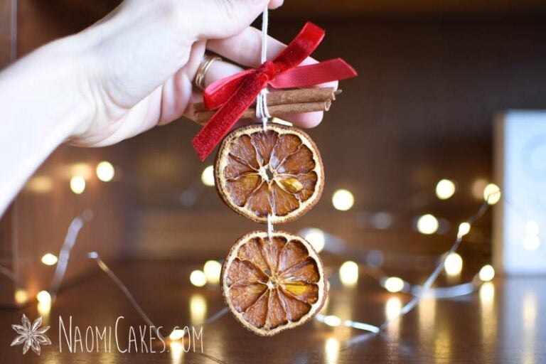 Natural Christmas ornaments made with dried oranges