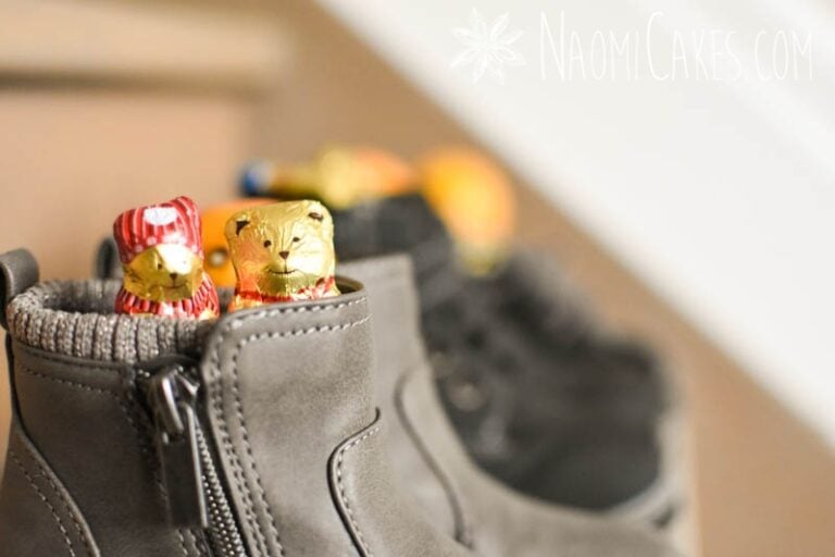 Kids shoes with treats for St Nicholas Day