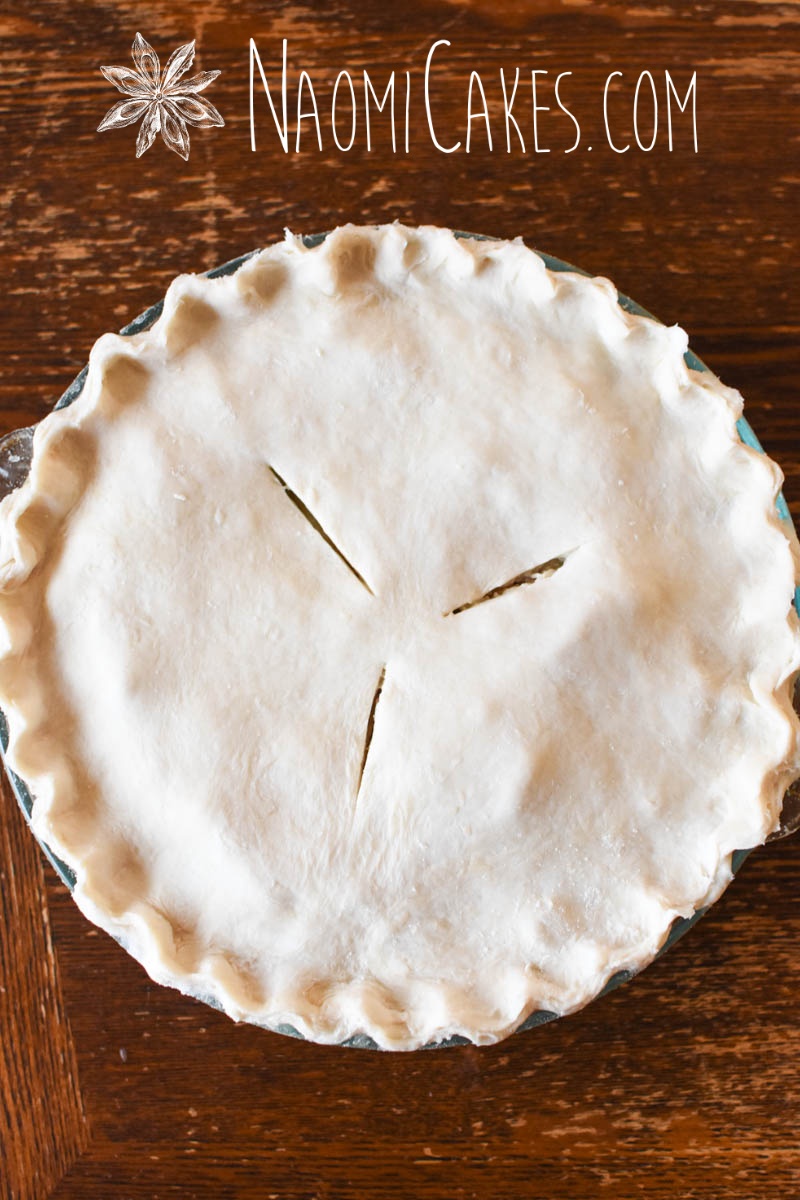 unbaked chicken pot pie with vents cut in the top