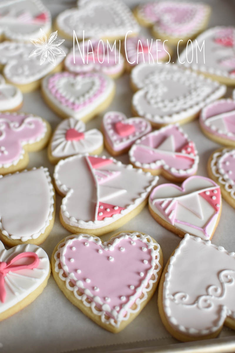 pink and white flag heart cookies