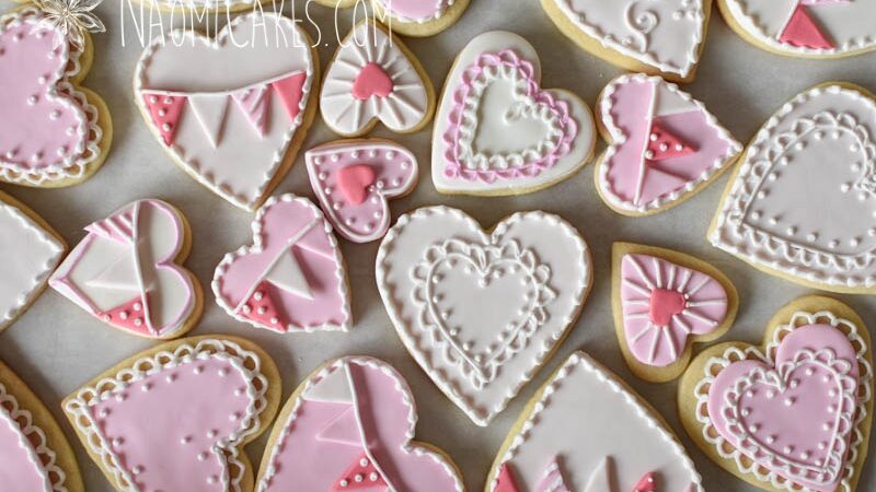assorted decorated heart cookies for Valentines Day