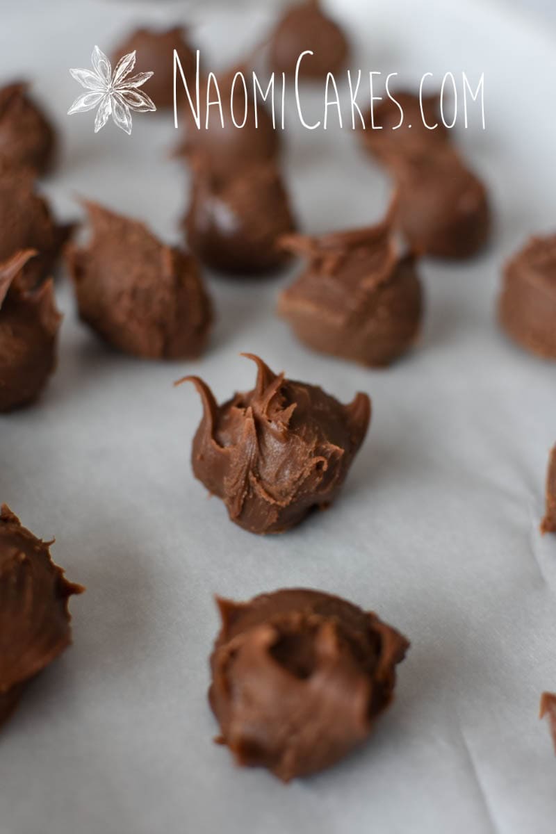 scooped messy milk chocolate ganache