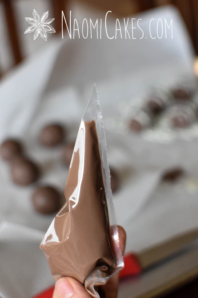 piping bag full of milk chocolate