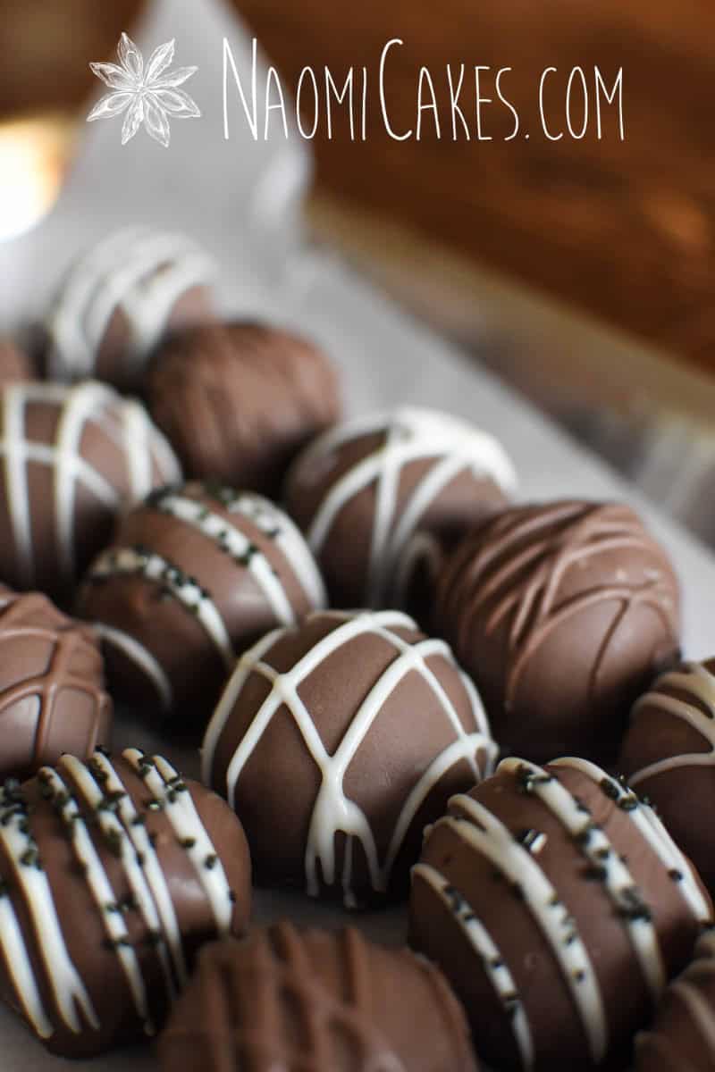 close up of homemade milk chocolate truffles