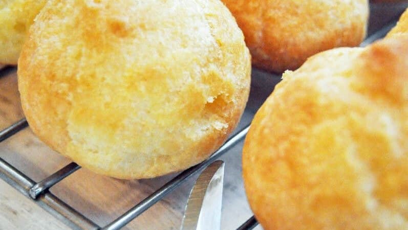 baked choux pastry for profiteroles (cream puffs)