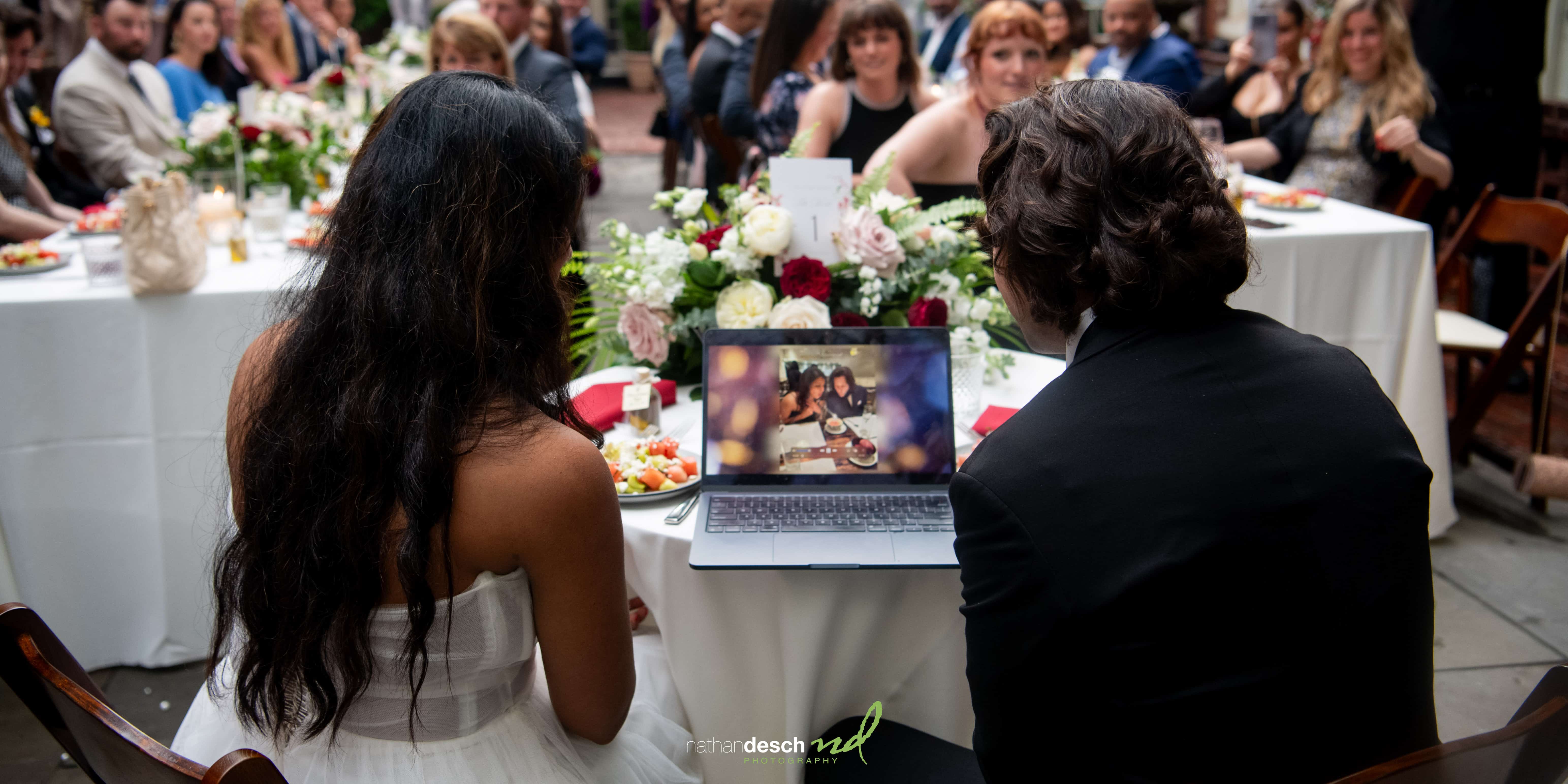 timeless photo of bride's family who couldn't attend wedding