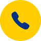 A blue telephone handset icon is centered on a yellow circular background.