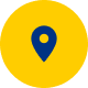 A blue map location pin icon with a yellow circle in the center, set against a solid yellow circular background.