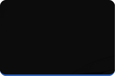 A black rectangle with slightly rounded corners and a thin blue line along the bottom edge.