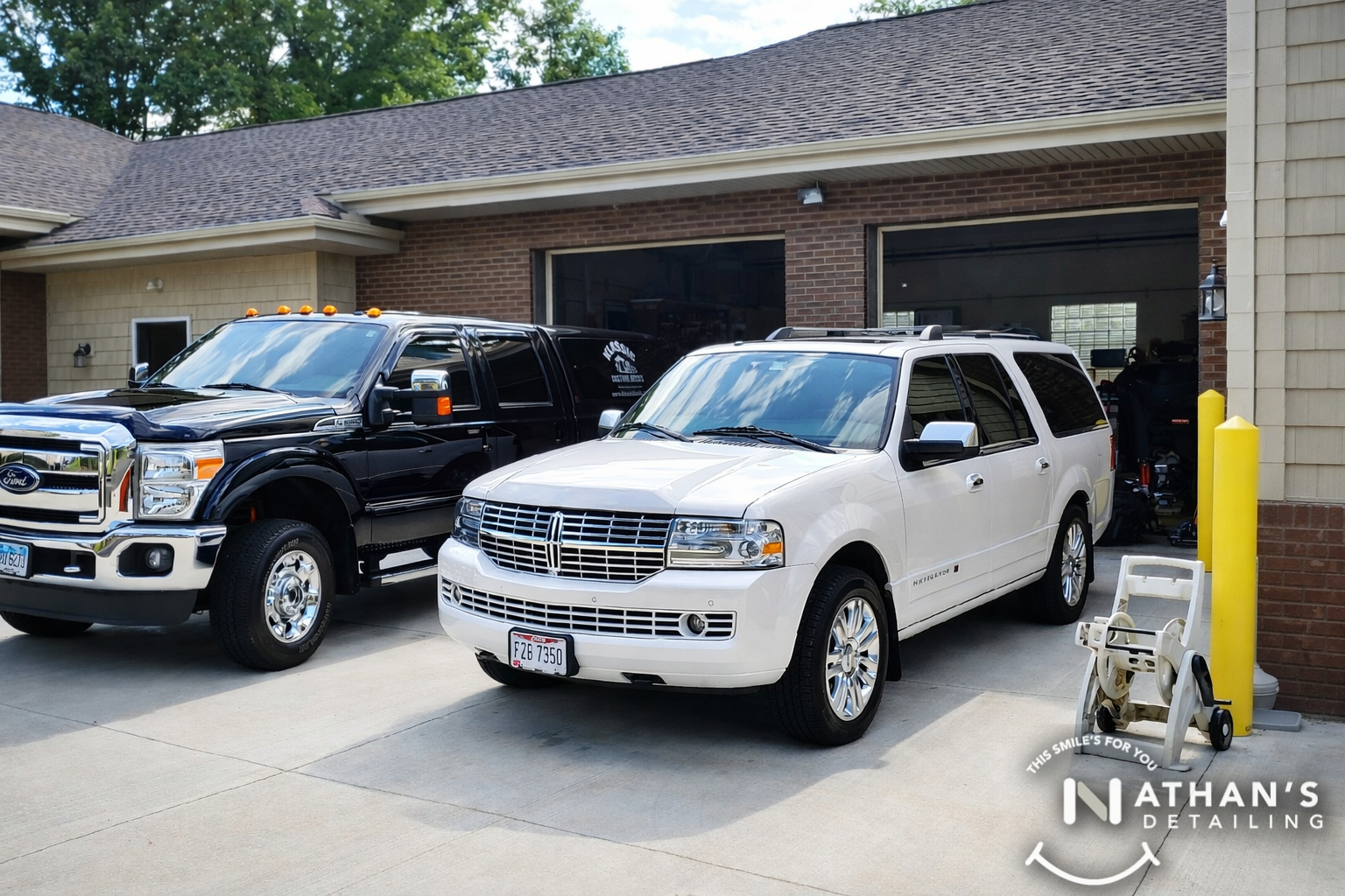 Mobile detailing setup outside service bays