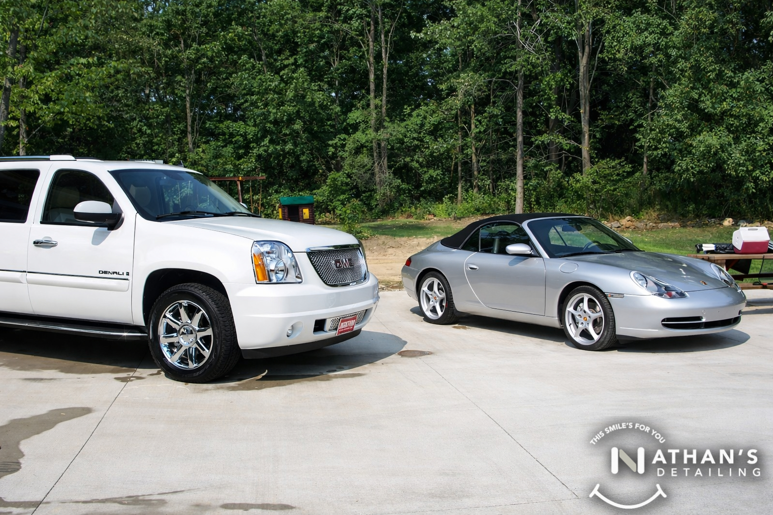 Two vehicles cleaned side by side during mobile detailing