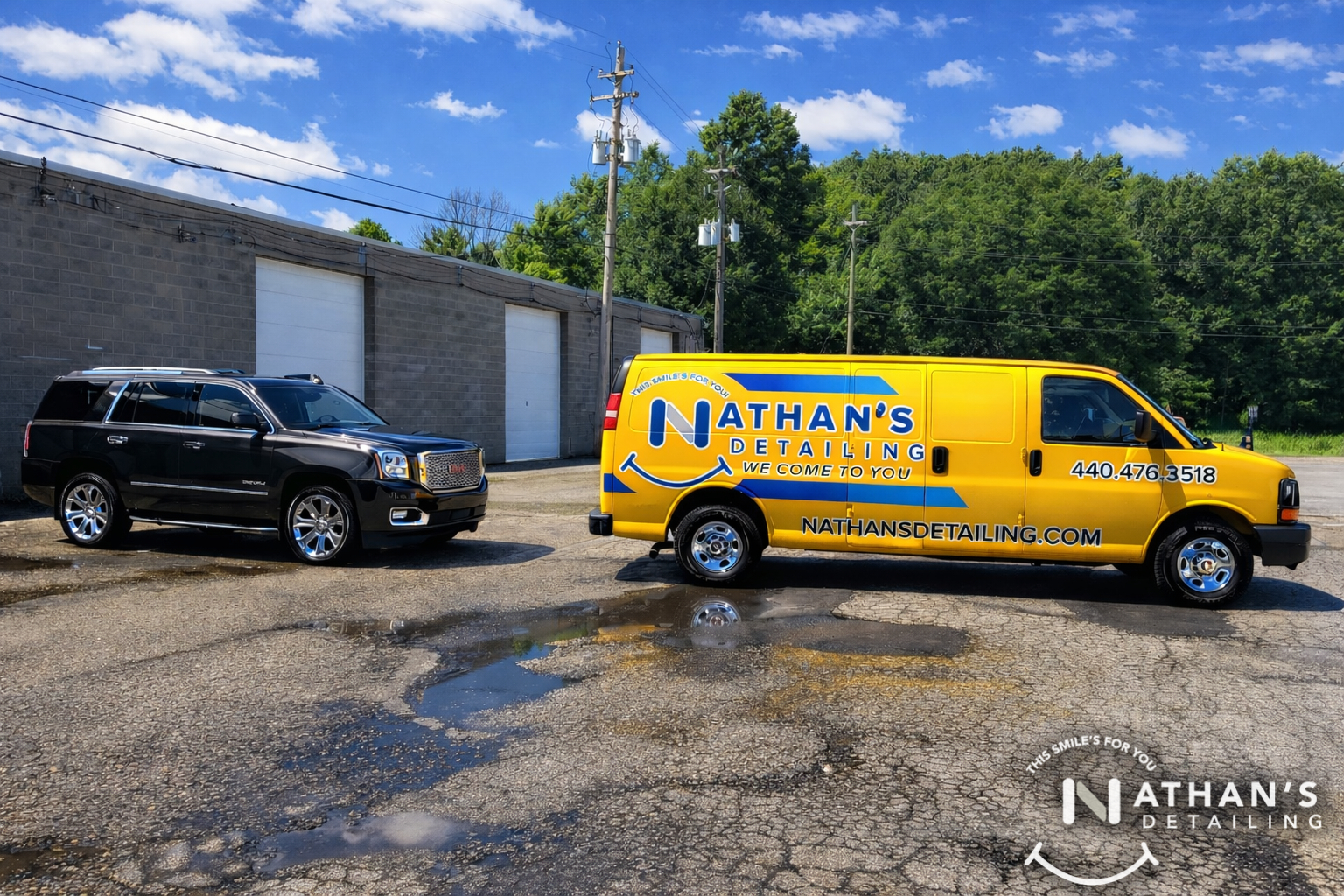 Mobile detailing van parked on service call
