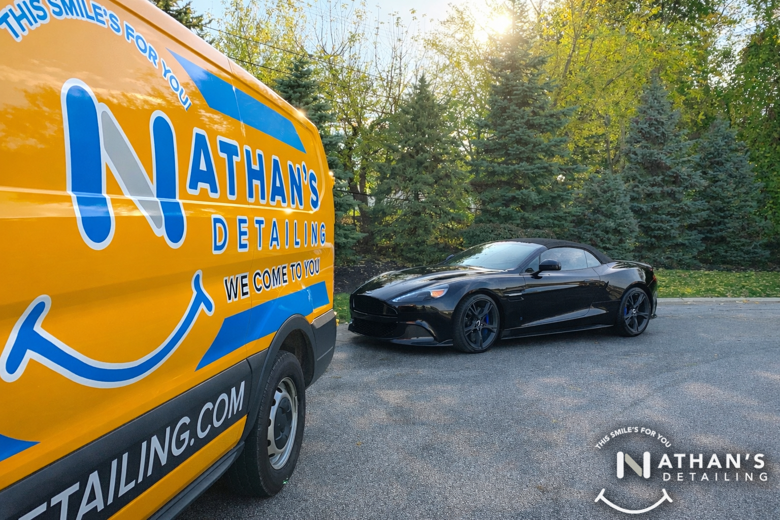 Mobile detailing van with side doors open