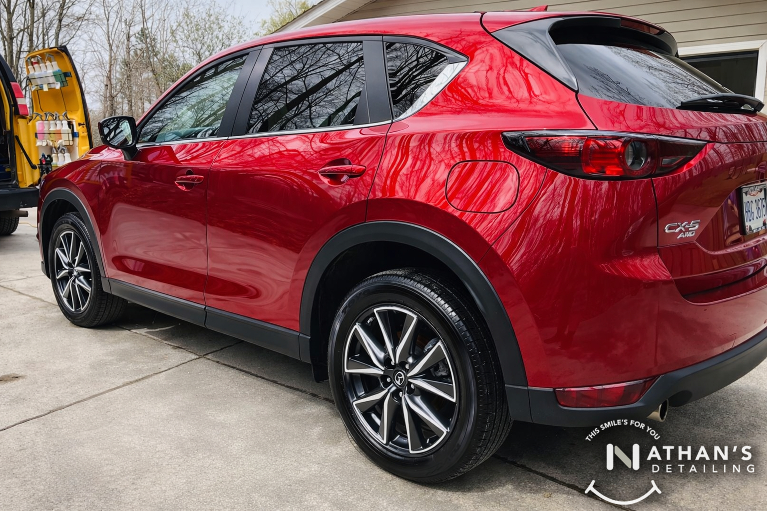 Red mazda suv after mobile detailing in Twinsburg