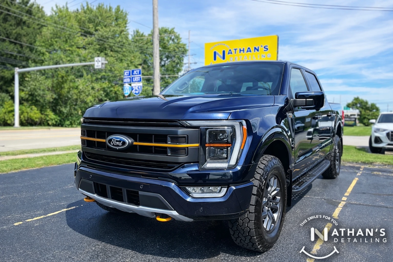 ceramic coating completed near solon in protection studio of a Ford F150 Tremor