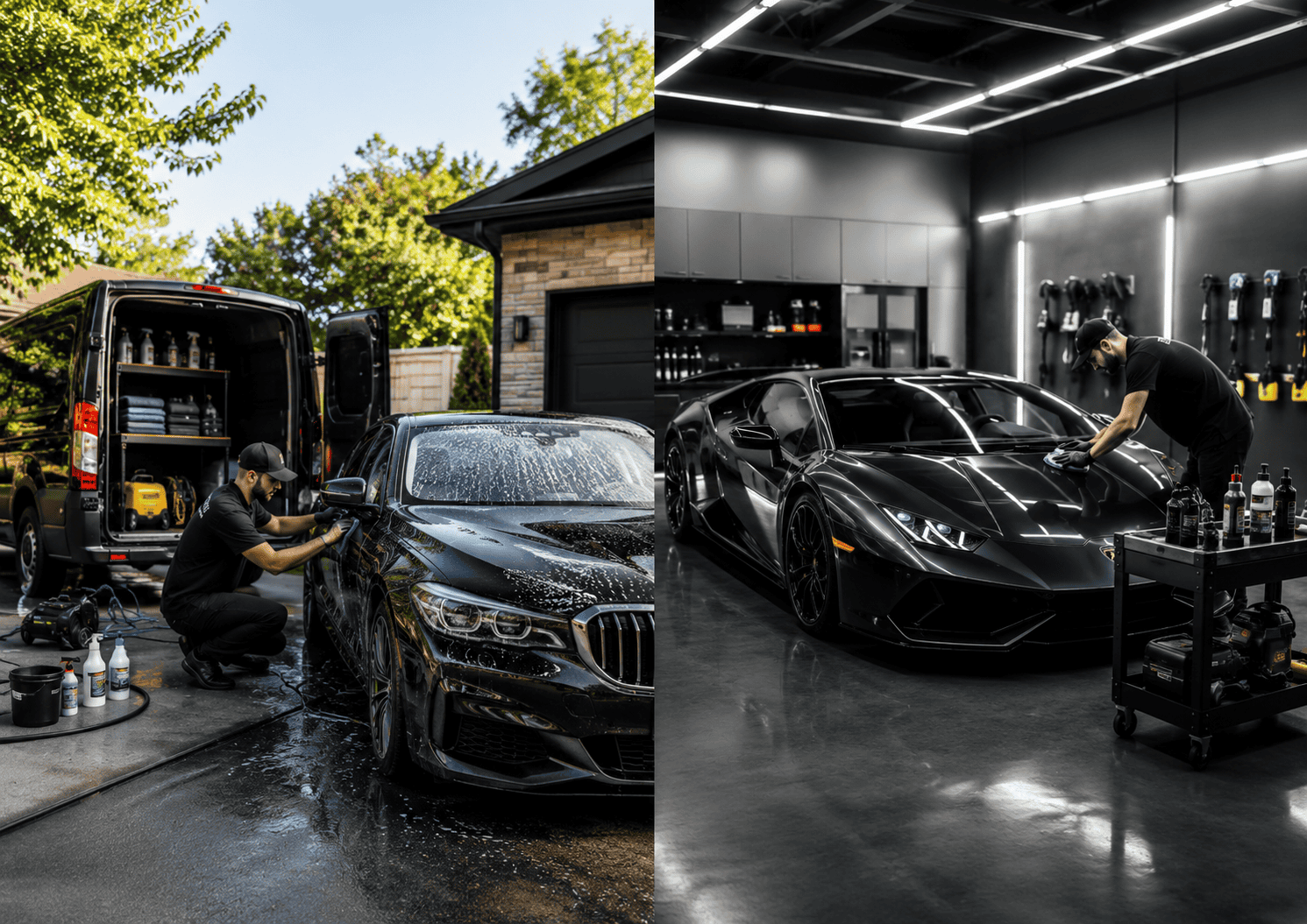 Mobile and shop car detailing in Cleveland, Ohio, showcasing high-end vehicle care.