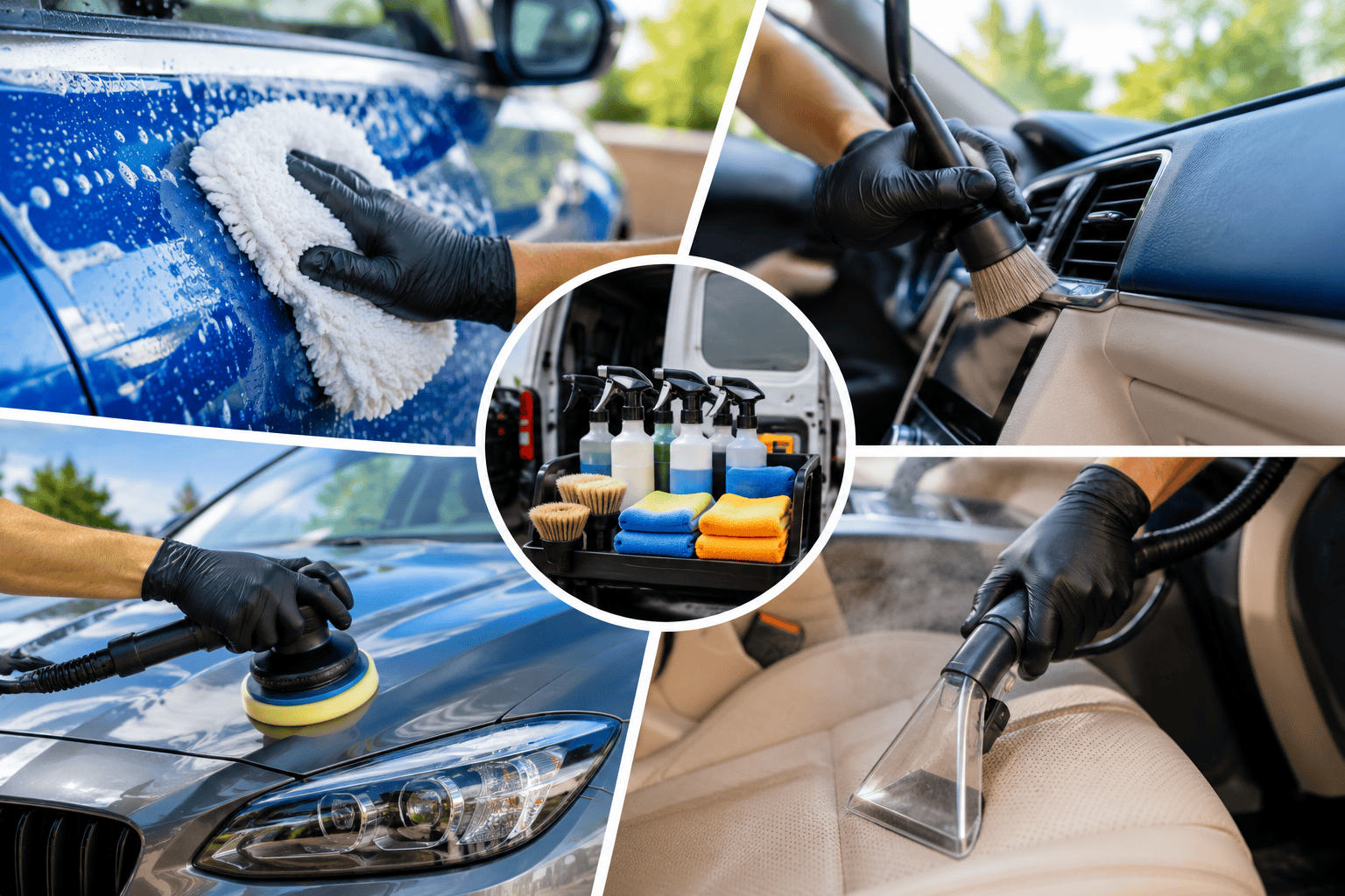 Mobile car detailing in Cleveland with washing, polishing, and interior cleaning.