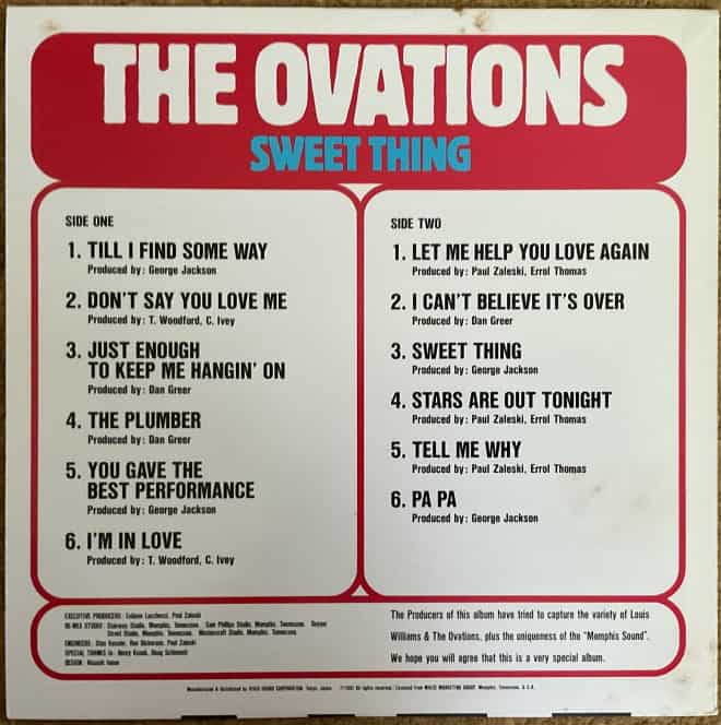 The Ovations Featuring Louis Williams ‎– Sweet Thing - imagine 2