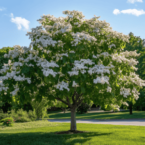 A vibrant catalpa tree in full bloom, symbolising the flourishing flow of data that energises and sustains Neuro’s living system.