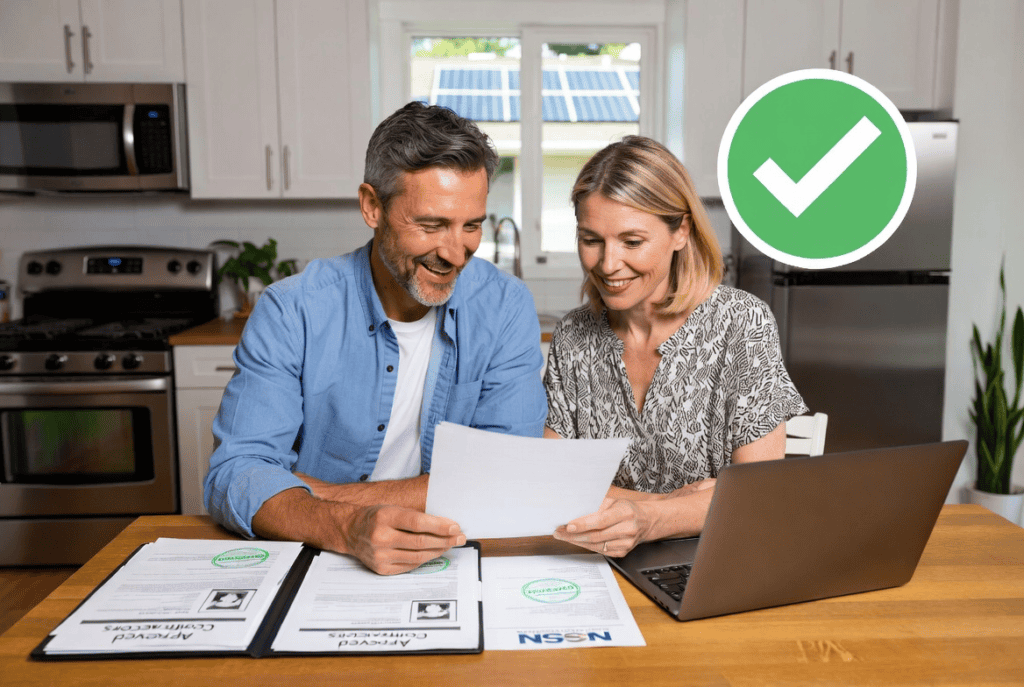 A North Las Vegas couple happy because they checked the NSCB registry and found a great solar installer for their home. 