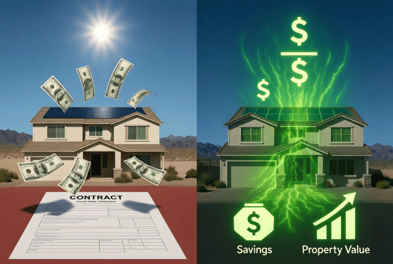 An image symbolizing the question whether a solar lease or PPA worth it in Nevada?