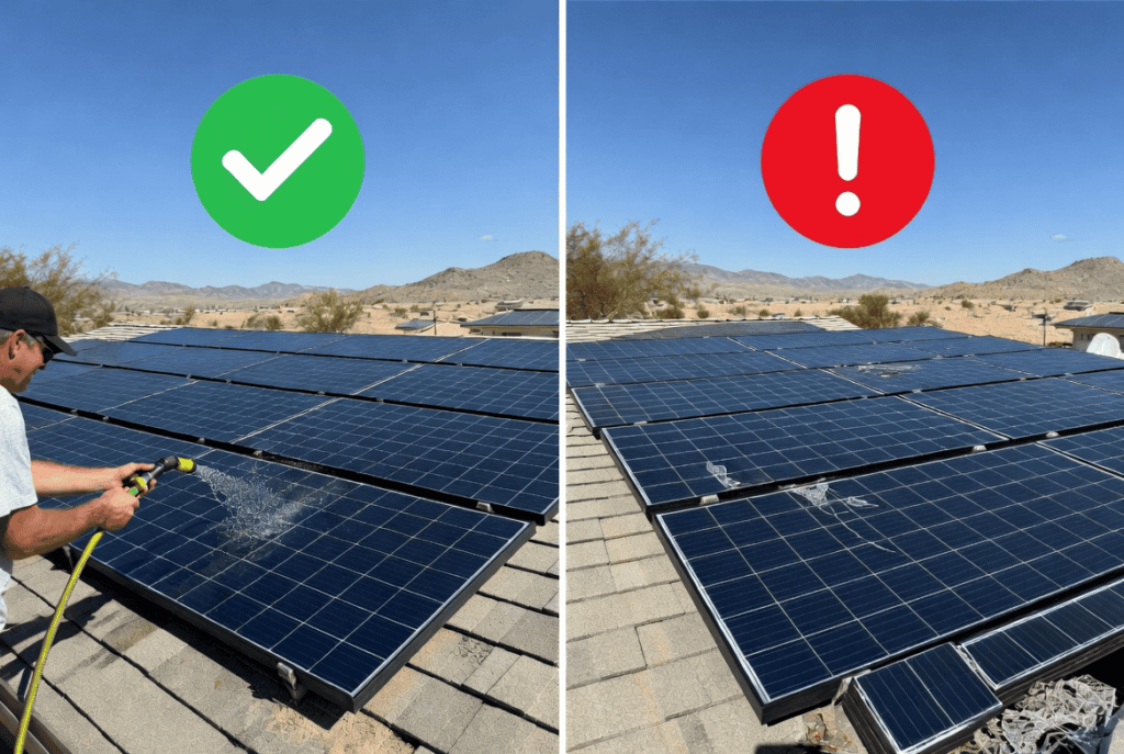 A comparison image illustrating Solar Troubleshooting: When to Grab the Hose vs. When to Call the Pros