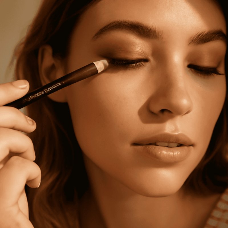 Soft kohl pencil liner smudged along the lash line for a creamy smoked-out liner effect