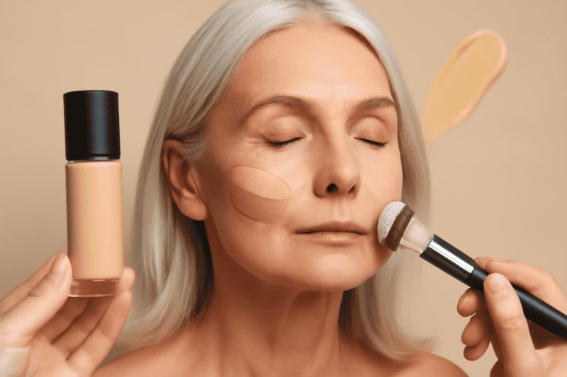Cream highlighter swatch on textured skin showing a soft natural glow