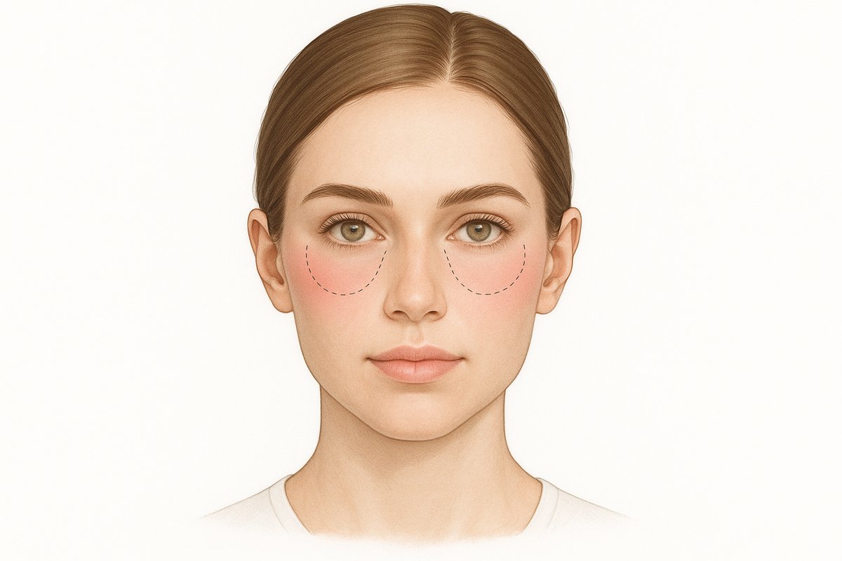 Undereye Blush Placement Guide