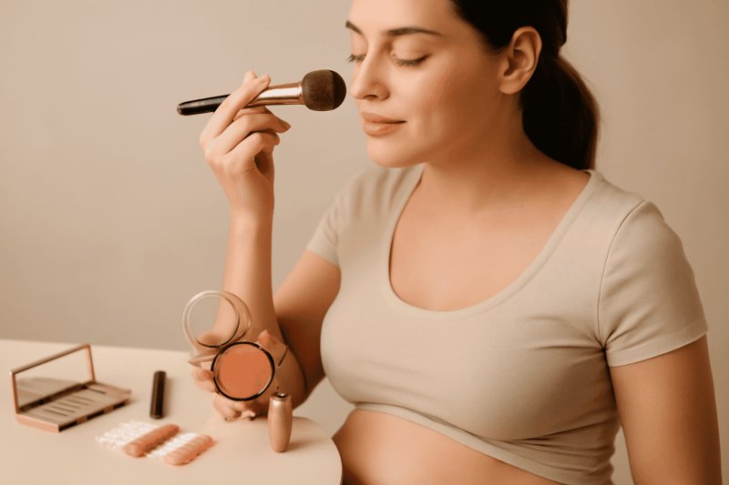 Common makeup ingredients that trigger fungal acne displayed with ingredient labels