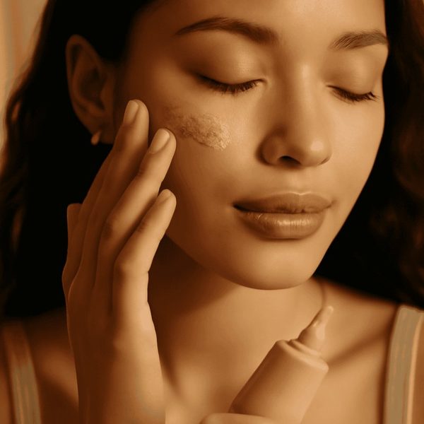 Lightweight tinted moisturizer being blended onto skin with fingers for a natural finish