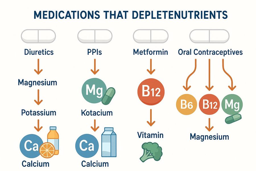 Medication-Nutrient Depletion Matrix Part 2: Beyond the Top 60 mechanism and benefits diagram