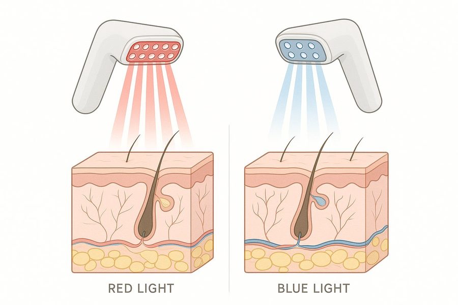 Red Light vs Blue Light for Skin