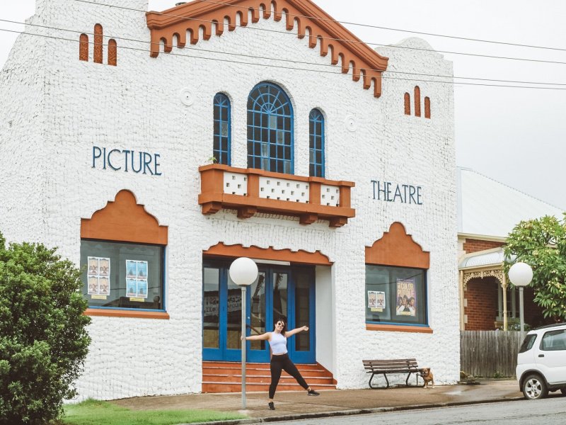 Historic Picture Theatre in a rural town, showcasing classic architecture and vibrant community life.