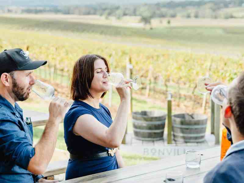 Vineyard wine tasting with friends at Newy Tour Co. offers scenic winery tours in Newcastle, Australia, featuring premium wines, guided excursions, and local wine experiences.