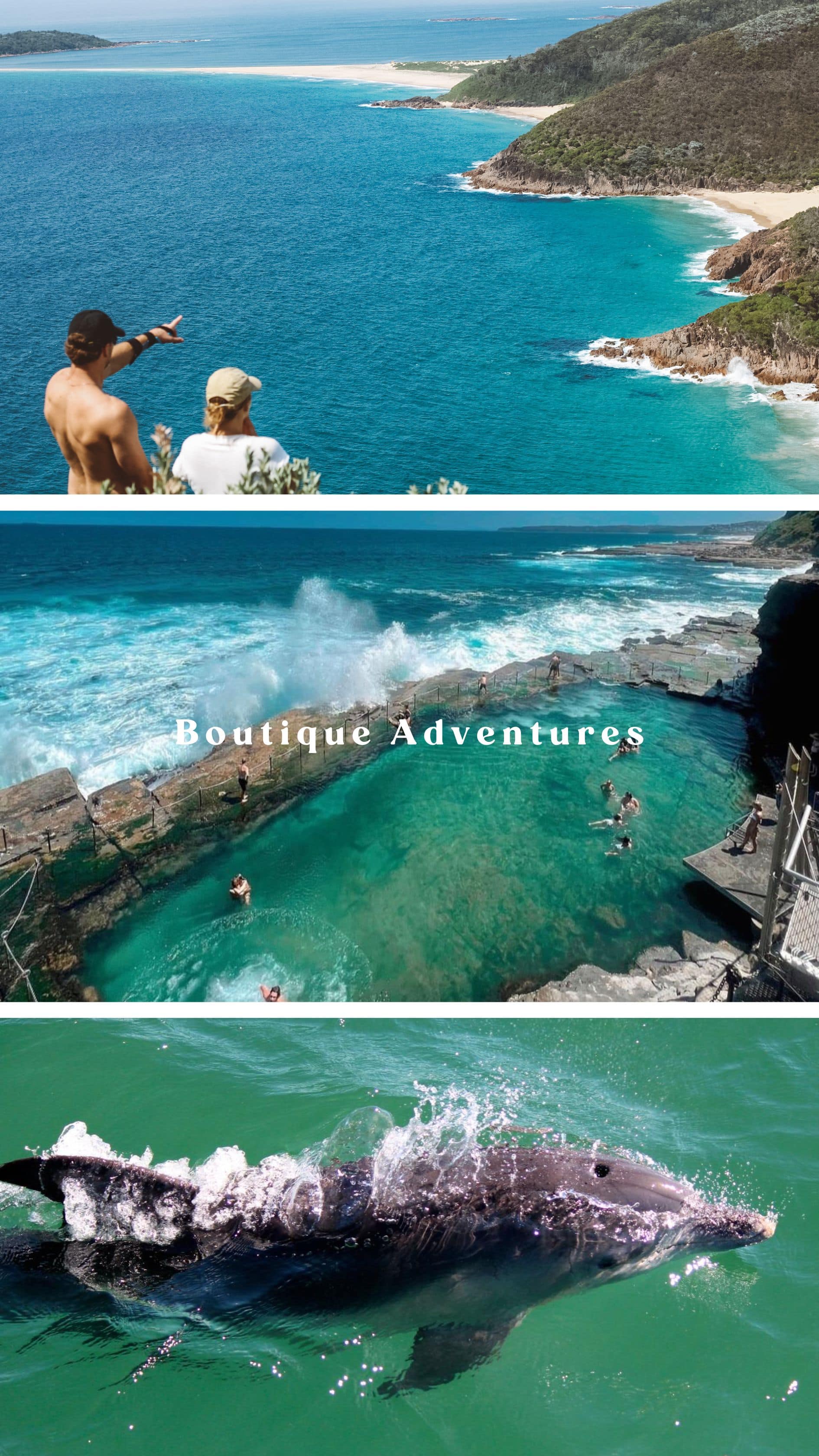 Scenic view of Newcastle's coastline with two people enjoying the ocean vista, highlighting local tour experiences.