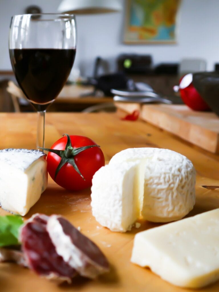 red wine and cheese