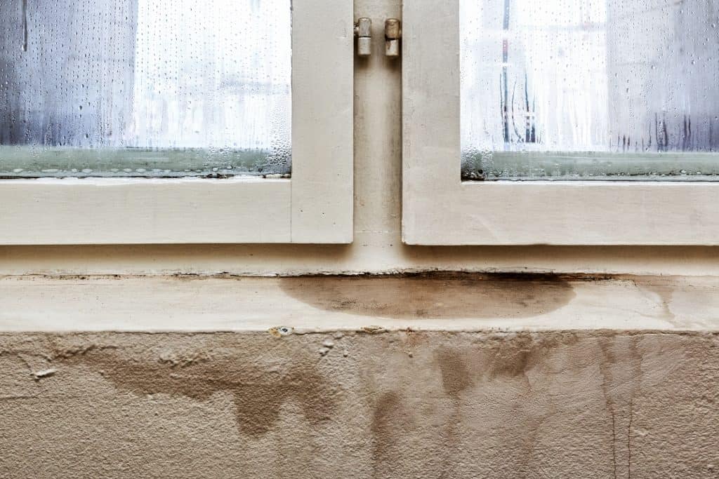 Damage caused by of damp on a wall in house