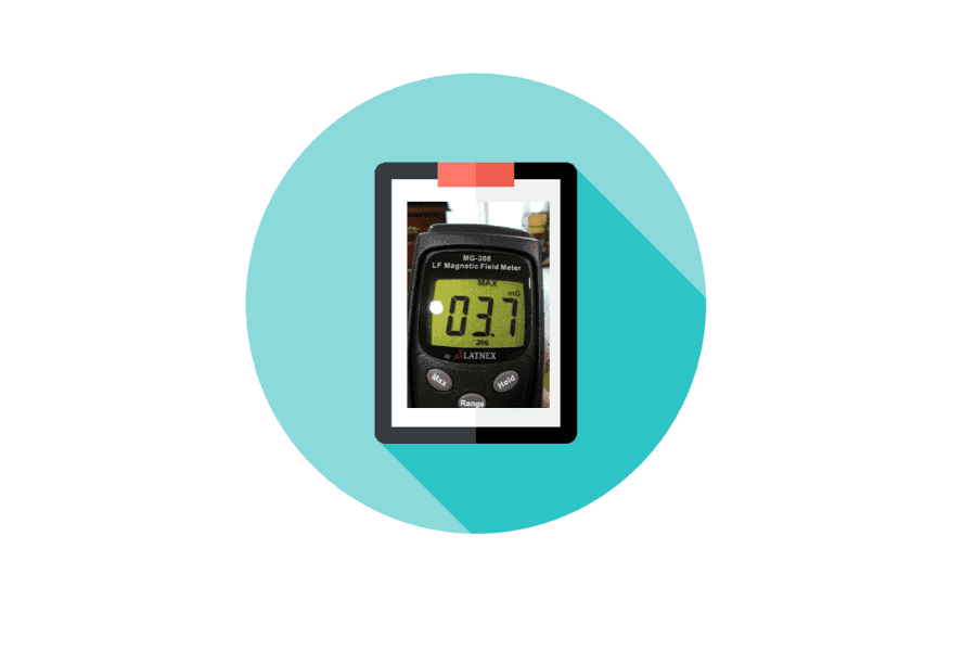 Digital EMF Meter Display on Tablet Screen