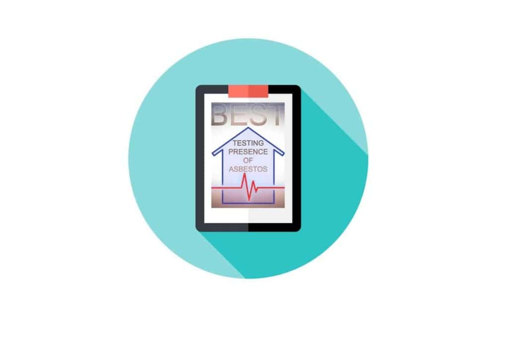 Testing for Asbestos: Digital Clipboard with Home Inspection Report on Turquoise Background