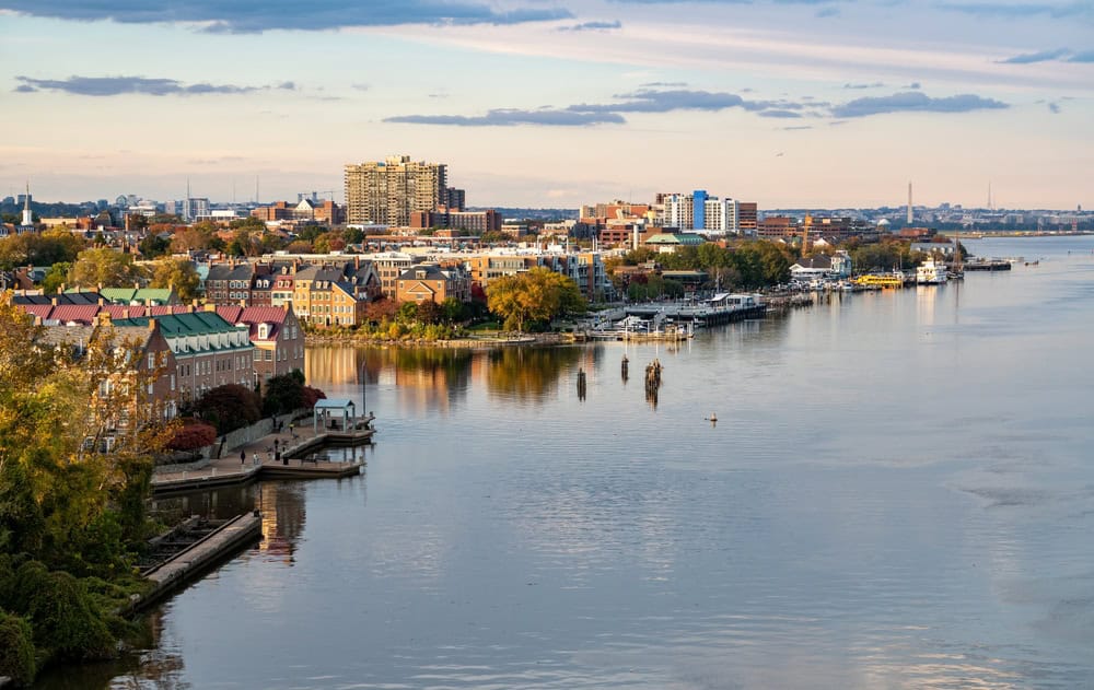 Alexandria VA Historic Alexandria by the Potomac River basking in the evening glow.