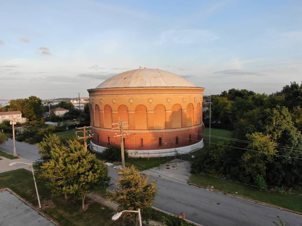 A historic water tower stands tall in Glen Burnie, MD