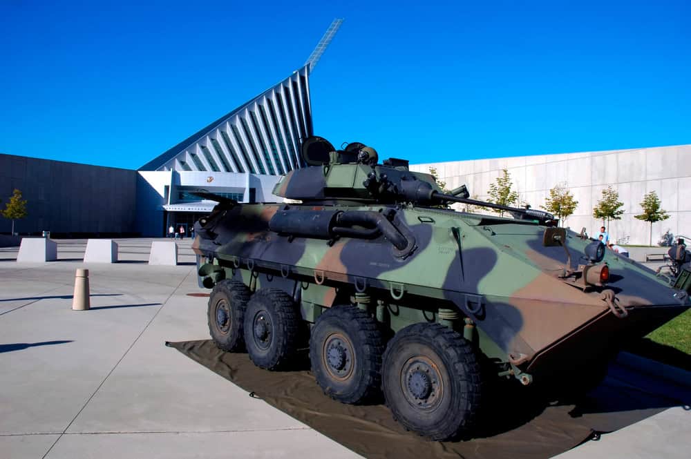 Armored vehicle on display at the National Museum of the Marine Corps.