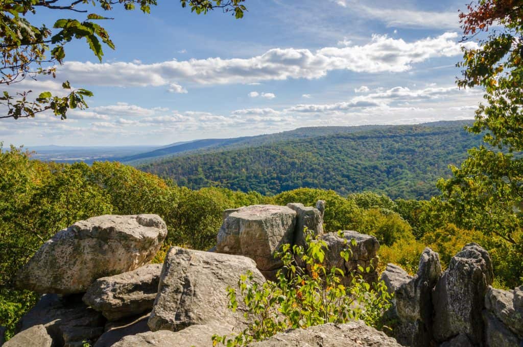 Frederick County Catoctin Mountain Park - Panoramic mountain vista from a rocky outcrop.