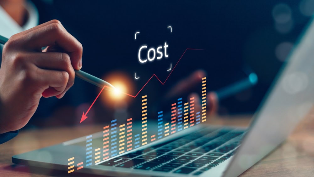 Analyzing rising business costs on a digital dashboard.