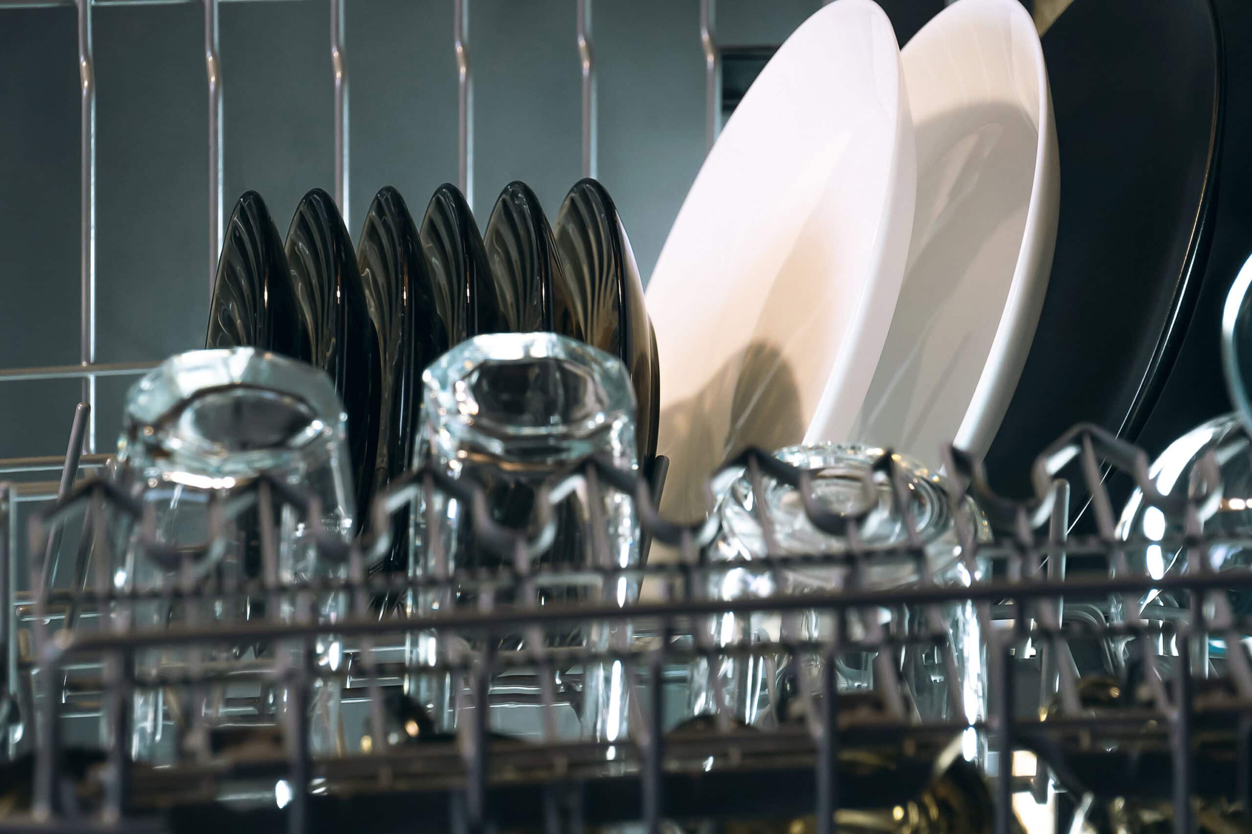 Clean glasses and plates